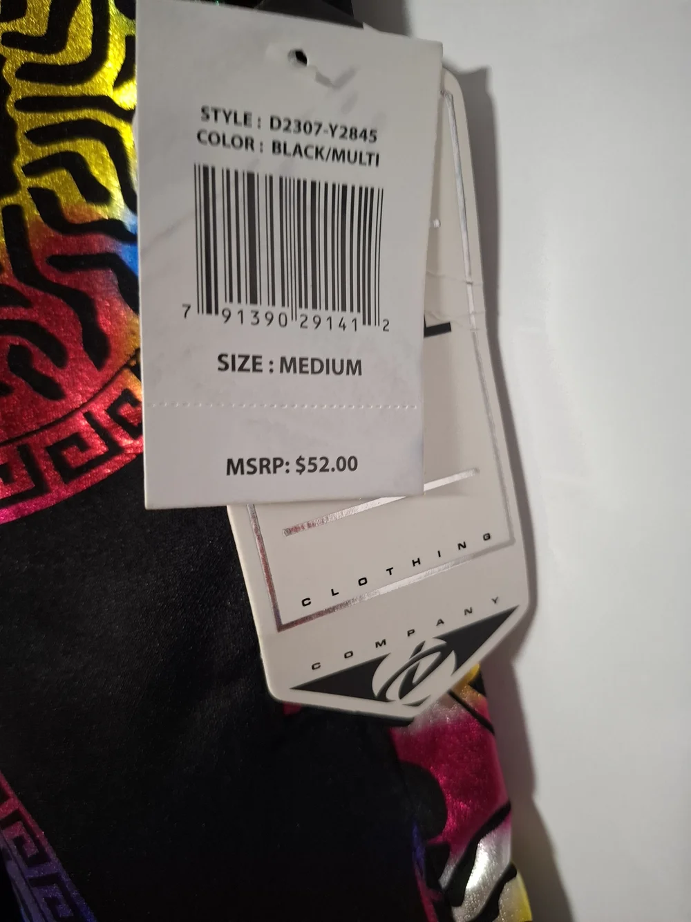 Men's Black Hybrid Shorts with Rainbow Medallion Print